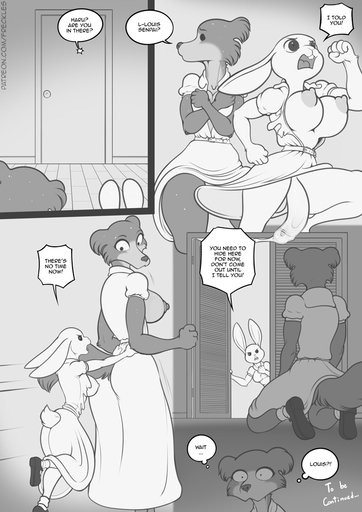 2021 5_fingers anthro areola balls beastars bodily_fluids breasts buckteeth canid canine canis clothed clothing comic crossgender cum cum_on_penis dialogue digital_media_(artwork) domestic_rabbit door duo dwarf_rabbit english_text female fingers freckles_(artist) ftg_crossgender fti_crossgender genital_fluids genitals greyscale gynomorph haru_(beastars) humanoid_genitalia humanoid_penis inside intersex juno_(beastars) lagomorph leporid mammal monochrome nipples open_mouth oryctolagus penis pivoted_ears rabbit speech_bubble teeth text thought_bubble torn_clothing unseen_character url wolf // 708x1000 // 210.5KB