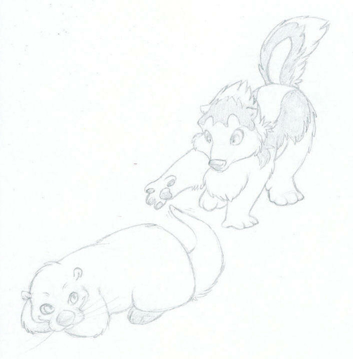 black_and_white conditional_dnp duo female feral fur gulonine lure lutrine male mammal monochrome mustelid musteline paws sefeiren sketch whiskers wolverine // 706x719 // 31.4KB