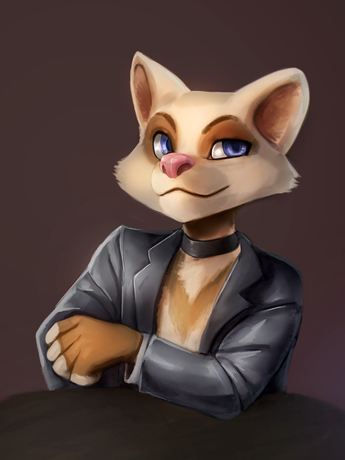 3:4 anthro blue_eyes choker clothing fur general-irrelevant hi_res jacket jewelry looking_aside male meme necklace pink_nose simple_background smile solo species_request tan_body tan_fur topwear // 1080x1440 // 993.7KB