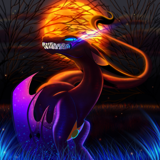 1:1 2019 ambiguous_gender black_body black_scales blue_eyes digital_media_(artwork) dragon feral grass hi_res horn membrane_(anatomy) membranous_wings moon night outside plaguedogs123 plant scales sky solo wings wyvern // 2000x2000 // 4.0MB