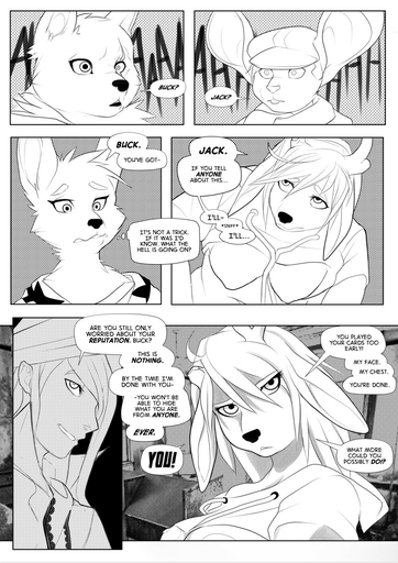 after_transformation anthro breasts canid canine cervid clothed clothing comic corablue english_text female group hi_res human male mammal monochrome mouse murid murine nipples rodent text // 868x1228 // 382.8KB