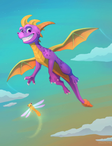 2019 activision arthropod day detailed_background dragon dragonfly duo feral hi_res horn icelectricspyro insect looking_at_viewer male membrane_(anatomy) membranous_wings outside purple_eyes scalie sky smile sparx spyro spyro_the_dragon teeth video_games western_dragon wings // 1600x2074 // 1.4MB