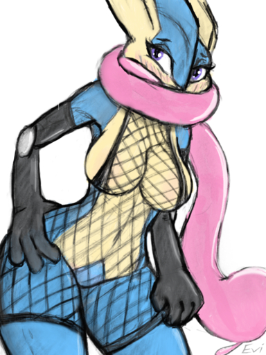 3:4 anthro blush breasts clothed clothing evilymasterful featureless_crotch female fishnet greninja nintendo pokemon pokemon_(species) solo standing video_games wide_hips // 768x1024 // 1.1MB