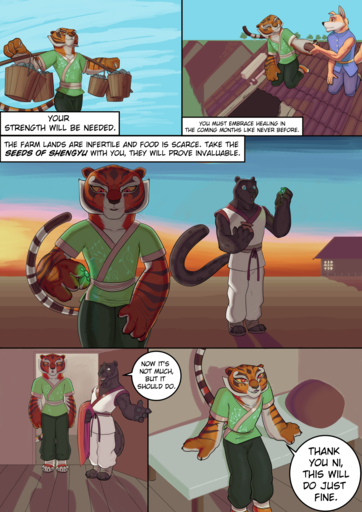 anthro canid canine canis comic domestic_dog english_text felid feline female group hi_res male mammal master_tigress narration ni pantherine sabrotiger text tiger // 1018x1440 // 1.1MB