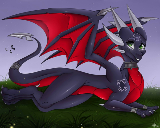 2019 5:4 activision athena0023 cynder digital_media_(artwork) dragon female feral grass green_eyes horn membrane_(anatomy) membranous_wings plant scalie smile solo spyro_the_dragon video_games western_dragon wings // 1280x1024 // 1.1MB