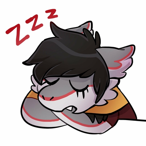 1:1 2021 anthro big_ears breath clothed clothing cute_expression cute_face cute_fangs eyes_closed fur grey_body grey_fur hi_res long_ears male nap open_mouth padded_sergal paws red_body red_fur relaxing resting sergal sleeping solo sound_effects teeth tired unknown_artist white_body white_fur zzz // 1536x1536 // 139.0KB