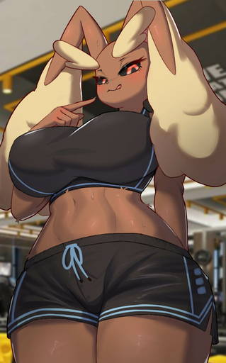 anthro big_breasts breasts brown_body clothed clothing female generation_4_pokemon hi_res inside looking_at_viewer lopunny pokemon_(species) red_eyes solo tp10 video_games // 1211x1943 // 148.4KB