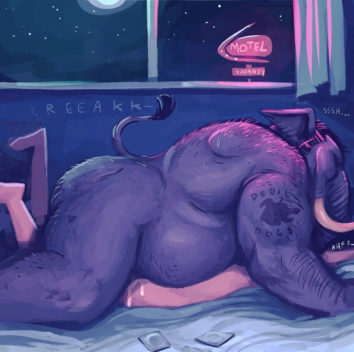 <3 ambiguous_gender ambiguous_species anthro arm_hair back_hair bed bedroom belly big_belly big_butt big_muscles biped black_hair bodily_fluids body_hair butt butt_hair condom crush cum cum_on_butt curtains detailed_background digital_media_(artwork) digital_painting_(artwork) dramamine duo elephant elephantid from_behind_position furniture genital_fluids hair hairy hi_res hotel husband_and_wife inside kneeling larger_male lying male maleambiguous mammal manly married_couple mature_anthro mature_male moon musclegut muscular muscular_male night nude obese on_bottom on_front on_top onomatopoeia overweight proboscidean questionable_consent rushik_(dramamine) sex sexual_barrier_device short_hair side_view size_difference sky smaller_ambiguous smothering solo_focus sound_effects speed_bump_position star starry_sky stomach_hair tattoo text trunk tusks window wrapped_condom // 1280x1275 // 416.1KB