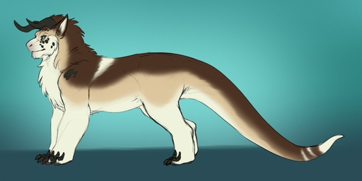 ambiguous_gender brown_body brown_fur canid canine canis claws countershading dragon feral fur horn hybrid long_tail mammal simple_background solo wolf yaroul // 1280x641 // 76KB