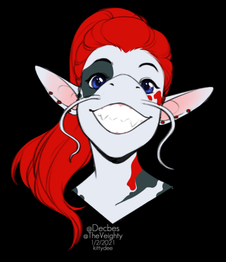 2021 alpha_channel blue_eyes digital_media_(artwork) fish hair headshot_portrait kittydee marine portrait red_hair smile // 861x1000 // 349KB