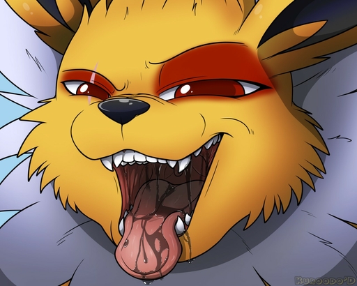 2016 5:4 ambiguous_gender black_nose bodily_fluids digital_media_(artwork) eeveelution eye_scar eyebrows facial_scar fan_character fangs feral flux_the_jolteon front_view fur gaping_mouth generation_1_pokemon headshot_portrait jolteon kuroodod looking_at_viewer mouth_shot multicolored_body multicolored_fur open_mouth pink_tongue pokemon_(species) portrait raised_eyebrow red_body red_eyes red_fur saliva scar signature smile smirk solo teeth tongue tongue_out uvula video_games white_body white_fur yellow_body yellow_fur // 1280x1024 // 184.3KB