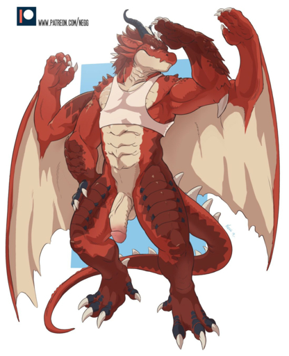 2019 4_arms abs abstract_background anthro balls biceps black_body black_scales bottomless claws clothed clothing dragon flexing front_view genitals half-erect hi_res horn humanoid_genitalia humanoid_penis looking_away male multi_arm multi_limb muscular muscular_anthro muscular_male negger patreon pecs penis pinup pose red_body red_scales scales scalie shirt simple_background solo spikes standing tan_body tan_scales tank_top text toe_claws topwear triceps url vein veiny_penis winged_arms wings // 1098x1350 // 1.2MB