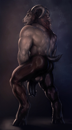 2017 anthro balls big_penis biped bovid butt caprine cloven_hooves flaccid foreskin genitals hi_res hooves horn humanoid_genitalia humanoid_penis looking_back male mammal muscular muscular_anthro muscular_male nude open_mouth partially_retracted_foreskin penis rakisha satyr solo standing thick_penis uncut vein // 889x1600 // 190.7KB