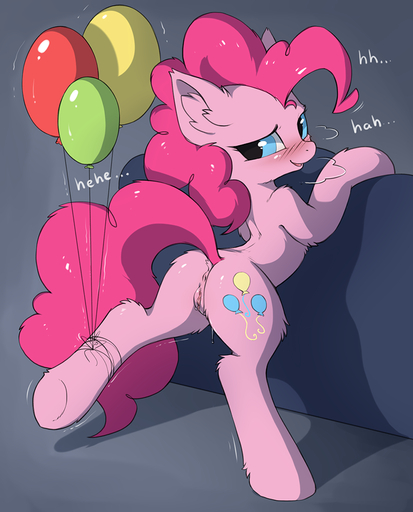 2016 anus balloon blush bodily_fluids butt cutie_mark dock earth_pony equid equine female feral fur genitals hair hioshiru hooves horse inflatable looking_at_viewer looking_back mammal pink_body pink_fur pink_hair pinkie_pie_(mlp) pony presenting presenting_hindquarters pussy raised_tail rear_view simple_background smile solo sweat underhoof // 807x1000 // 405.9KB