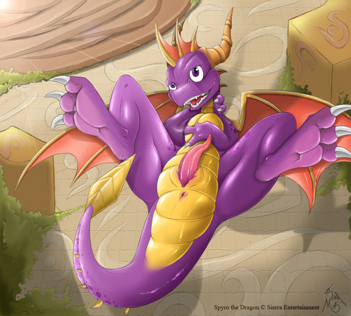 3_toes activision animal_genitalia anus claws dragon erection feet feral genital_slit genitals horn looking_at_viewer male membrane_(anatomy) membranous_wings narse paws penis purple_body purple_eyes scalie slit solo spread_legs spreading spyro spyro_the_dragon tapering_penis toe_claws toes video_games western_dragon wings // 1000x899 // 588KB