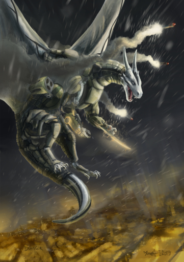 2019 ambiguous_gender armor claws digital_media_(artwork) dragon drangir feral hi_res horn membrane_(anatomy) membranous_wings open_mouth scalie solo teeth tongue western_dragon wings // 1355x1920 // 3.2MB