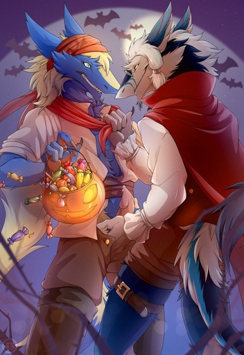 candy clothing dessert duo eyewear food genitals glasses grope hi_res holidays julian_(disambiguation) male malemale nude penis pirate public sergal smile surprise thorin tres-art undressing unsure // 880x1280 // 169.7KB