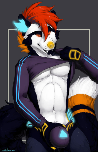 2018 5_fingers anthro black_body black_fur bulge canid canine clothed clothing clothing_lift fingers fox fur girly glowing glowing_eyes grey_background grey_body grey_fur hair hybrid looking_at_viewer male mammal multicolored_body multicolored_fur multicolored_hair orange_eyes orange_hair partially_clothed pecs presenting red_hair sharp_teeth shirt shirt_lift simple_background smile solo standing teasing teeth tight_underwear tongue tongue_out topwear truegrave9 two_tone_body two_tone_fur two_tone_hair underwear white_body white_fur yellow_nose // 750x1160 // 420.3KB