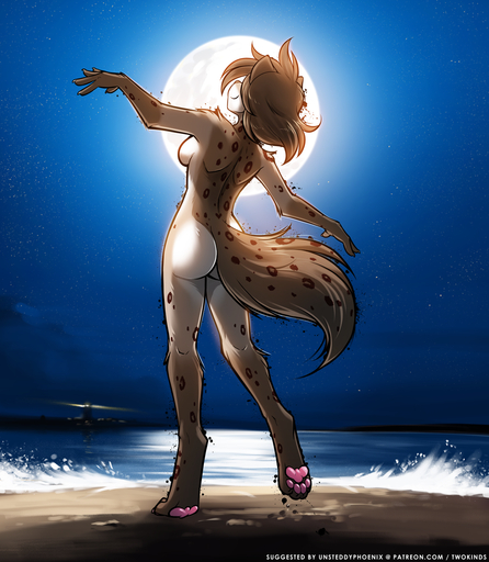 2019 4_toes alternate_version_at_source anthro barefoot beach biped breasts butt canid canine casual_nudity conditional_dnp dancing dark detailed_background digitigrade english_text feet felid feline female fur hair hi_res hybrid kathrin_vaughan keidran lighthouse mammal moon night nude pawpads paws rear_view sea seaside side_boob sky smile soles solo spots spotted_body spotted_fur spread_arms star text toes tom_fischbach twokinds url water webcomic webcomic_character // 1116x1280 // 1.8MB
