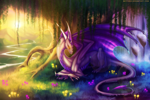 ambiguous_gender claws detailed_background dragon feral grass hi_res horn lying membrane_(anatomy) membranous_wings neytirix nude outside plant solo sun tree wings yellow_eyes // 2243x1495 // 916.6KB