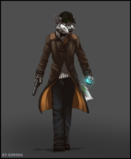 5_fingers aiden_pearce anthro baseball_cap biped black_border black_nose border bottomwear canid canine cellphone claws clothed clothing coat fingers footwear fox front_view full-length_portrait fully_clothed fur gorsha_pendragon green_eyes grey_background grey_body grey_fur gun handgun hat headgear headwear hi_res holding_gun holding_object holding_phone holding_weapon inner_ear_fluff male mammal pants phone pistol portrait ranged_weapon shoes simple_background solo topwear tuft ubisoft video_games walking watch_dogs watermark weapon white_body white_fur // 1053x1280 // 69.4KB