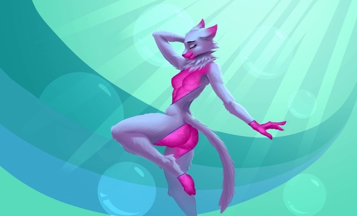 anthro breasts butt claws detailed_background domestic_cat eyes_closed felid feline felis female fluffy fluffy_tail fur mammal naive_tabby pink_body pink_fur purple_body purple_fur smile solo // 1280x774 // 87KB