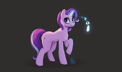 2022 digital_media_(artwork) enginetrap equid equine feral hi_res horn horse light lighting mammal purple_body shaded signature smile starlight_glimmer_(mlp) unicorn unicorn_horn // 2494x1479 // 740.3KB