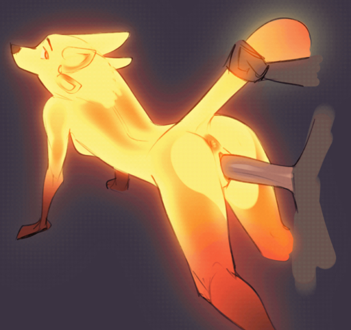 animated anthro anus butt canid canine discreet_user female fur genitals glowing hi_res magic male malefemale mammal mylar_(discreet_user) pussy raised_tail solo tail_grab vaginal // 1758x1653 // 8.0MB