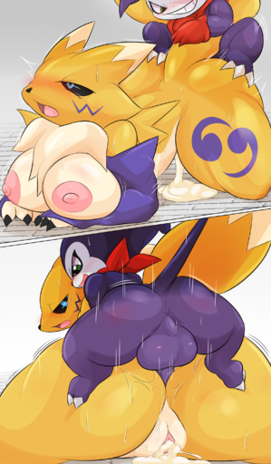 absurd_res anal anal_penetration anthro digimon digimon_(species) female female_penetrated genitals hi_res impmon larger_penetrated male malefemale male_penetrating male_penetrating_female penetration penis pussy renamon sex size_difference type // 1754x3000 // 3.3MB