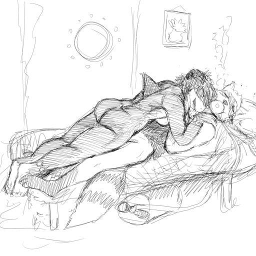 1:1 2019 after_sex anthro bare_back bed breasts bubble butt duo eyes_closed female fin fish fur furniture hand_on_shoulder hi_res hladilnik inside male malefemale mammal marine monochrome mostly_nude nude on_bed paws procyonid raccoon ringtail shark side_boob side_view sketch sleeping smile underwater water // 1280x1280 // 1003.7KB