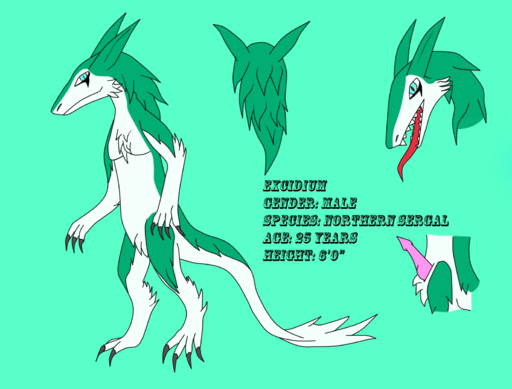 claws english_text erection excidium fur genitals hi_res looking_at_viewer male mammal model_sheet nude open_mouth penis sergal shelli solo text tongue // 1648x1252 // 448.0KB