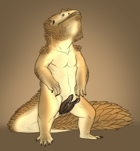 2017 5_fingers 5_toes agamid animal_genitalia animal_penis anthro bearded_dragon biped black_penis bodily_fluids brown_background brown_body brown_eyes brown_scales brown_skin claws digital_media_(artwork) digitigrade erection feet fingers front_view genital_fluids genital_slit genitals hemipenes hi_res lizard looking_up male multi_genitalia multi_penis nude penis precum reptile scales scalie simple_background slit solo standing toe_claws toes white_body white_skin yaroul // 1187x1280 // 175.2KB