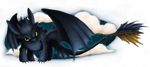 2010 claws digital_media_(artwork) dragon dreamworks horn how_to_train_your_dragon kanizo membrane_(anatomy) membranous_wings night_fury scalie spines western_dragon wings // 1437x648 // 915.0KB