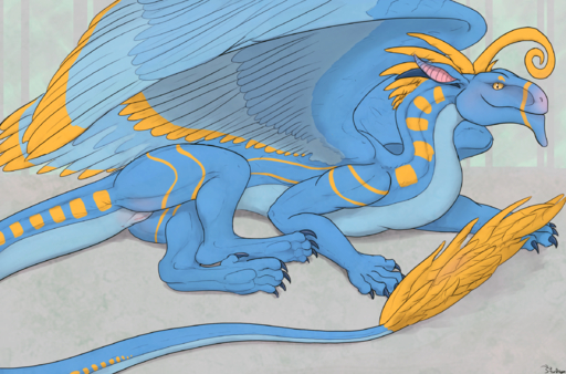 2016 anus dragon feathered_wings feathers female feral genitals hi_res looking_at_viewer lying on_side pussy solo stardragon102 wings xubuntu_(character) // 2400x1586 // 3.7MB