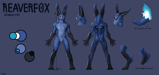2017 4_toes abs anthro athletic athletic_anthro athletic_male back_markings biceps biped black_body black_fur black_markings black_nose blue_body blue_eyes blue_fur butt canid canine chunie claws color_swatch crotch_fur digital_media_(artwork) english_text facial_markings feet fennec fox front_view fur gloves_(marking) green_body green_fur head_markings hi_res leg_markings long_ears looking_at_viewer male mammal markings model_sheet multicolored_body multicolored_fur multicolored_tail multiple_poses neck_tuft nude open_mouth pecs pose rear_view reaverfox side_view simple_background smile socks_(marking) solo standing teeth text toes tongue tuft vulpes white_body white_fur // 1800x851 // 324.4KB