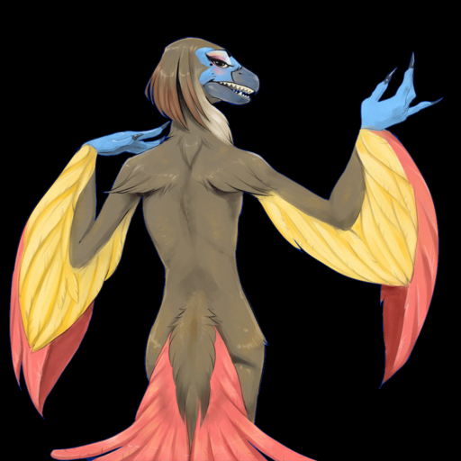 1:1 animated anthro avian beak bird female grungecandy looking_at_viewer looking_back nude solo standing // 900x900 // 1.3MB