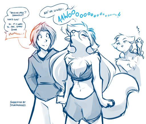 2019 absurd_res anthro awoo blush bottomwear breasts canid canine canis chest_tuft cleavage clothed clothing conditional_dnp database_error_(twokinds) dialogue english_text eyes_closed female feral group hair hands_in_pockets hi_res howl human keidran male mammal midriff monochrome mrs._nibbly pockets ponytail raine_silverlock rodent sciurid shorts simple_background sketch smile stubble sythe_(twokinds) text tom_fischbach topless tree_squirrel tuft twokinds unamused webcomic webcomic_character white_background wolf // 4274x3624 // 3.3MB