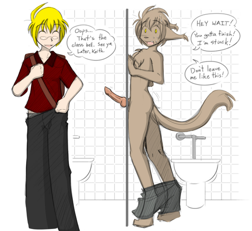 anthro basitin bathroom blonde_hair bodily_fluids bottomwear brown_hair canid canine chest_tuft clothed clothing conditional_dnp dialogue digitigrade duo english_text erection eric_vaughan eyewear genitals glasses glory_hole hair human human_on_anthro humor interspecies keith_keiser knot knotted_glory_hole knotting male malemale mammal nude open_mouth panic pants pants_down partially_clothed penis public_restroom restricted_palette restroom_stall sex shirt smile speech_bubble stuck stuck_genitals stuck_knot stuck_penis sweat text toilet tom_fischbach topwear tuft twokinds underwear webcomic webcomic_character yellow_eyes // 853x783 // 379.3KB