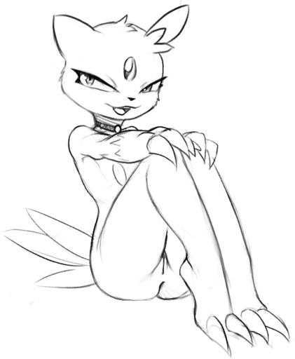 2019 anthro anus bedroom_eyes black_and_white choker claws female front_view full-length_portrait fur genitals jewelry mammal monochrome narrowed_eyes necklace nude pokemon_(species) portrait pussy seductive sitting sketch sneasel solo video_games w4g4 // 572x695 // 55.0KB