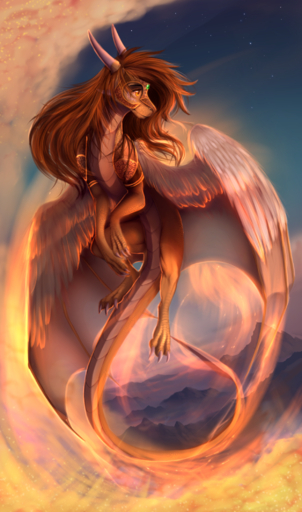 2017 brown_eyes brown_hair claws detailed_background digital_media_(artwork) dragon feathered_dragon feathered_wings feathers feral hair hi_res night outside skaydie sky solo white_body white_feathers wings // 1249x2120 // 2.9MB