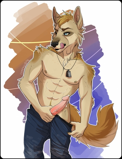 anthro bodily_fluids canid canine canis clothed clothing compass_(artist) erection genital_fluids genitals hi_res jewelry male mammal masturbation necklace penile penile_masturbation penis precum solo tongue tongue_out wolf // 987x1280 // 204KB