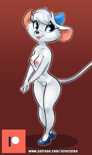 2019 absurd_res anthro bite biting_lip biting_own_lip breasts clothing crotch_tuft featureless_crotch female footwear full-length_portrait fur hair hi_res high_heels lipstick looking_aside makeup mammal miss_kitty_mouse mostly_nude mouse murid murine nipples portrait rodent self_bite shoes siroc solo standing text tuft url white_body white_fur white_hair // 1633x2762 // 160.2KB