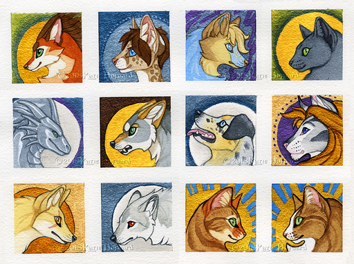 2018 blue_eyes canid canine canis domestic_cat domestic_dog dragon felid feline felis fox fur green_eyes group katie_hofgard mammal open_mouth pantherine red_eyes spots spotted_body spotted_fur teeth tiger tongue traditional_media_(artwork) yellow_eyes // 1109x827 // 2.0MB