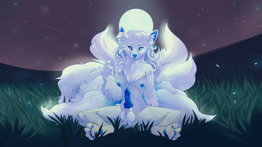 1girls 2019 4_toes alolan_ninetales animal_genitalia animal_penis anthro anthrofied areolae big_tail blue_eyes blue_penis blue_skin breasts canine_penis claws dickgirl elvche erection feet furry grass hi_res intersex knot moon multi_tail night ninetales nintendo nipples nude outdoors paws penis pokemon pokemon_(species) pokemon_sm pussy sitting sky solo spread_legs tail video_games wallpaper white_fur // 3840x2160 // 10.0MB