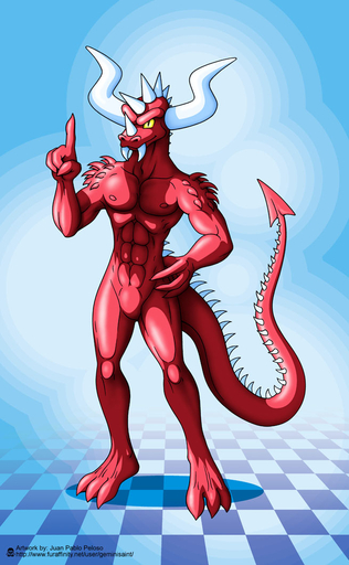 2008 abs anthro biceps biped bulge claws demon fangs geminisaint horn male muscular muscular_anthro muscular_male nipples nude pecs pose red_body red_skin scales solo standing teeth toe_claws yellow_eyes // 655x1061 // 135.6KB