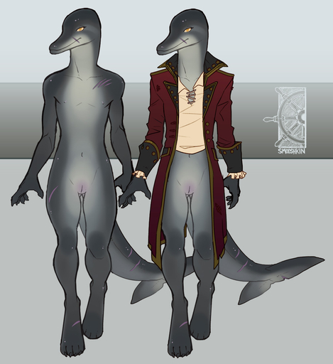 animal_genitalia anthro bottomless cetacean claws clothed clothing delphinoid digitigrade genital_slit genitals looking_at_viewer male mammal marine nipples nude offon orange_eyes paws scar slit smooshkin solo toothed_whale // 1007x1100 // 164.8KB