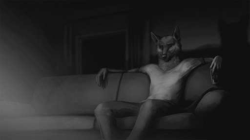 16:9 2020 animated anthro bottomwear can canid canine canis cinemagraph clothing container detailed_background domestic_dog fur furniture german_shepherd greyscale herding_dog holding_can holding_container holding_object inside ipoke male mammal monochrome pants pastoral_dog reclining shirt short_playtime sofa solo t-shirt topwear widescreen // 1200x675 // 1.0MB
