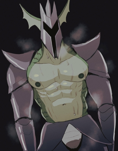 2021 abs absurd_res anthro armor barazoku big_muscles black_background bodily_fluids clothed clothing dragon headgear helmet hi_res k0bit0wani male muscular muscular_anthro muscular_male musk navel nipples pecs rg02_(undertale) scalie simple_background solo sweat topless topless_male unconvincing_armor video_games // 1875x2400 // 541.4KB