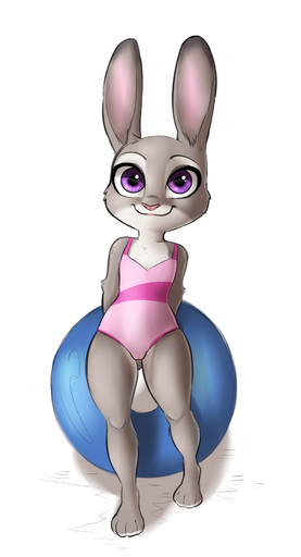 2016 anthro camel_toe clothing collaboration disney female flat_chested fur glacierclear grey_body grey_fur hands_behind_back hi_res inflatable inner_ear_fluff judy_hopps lagomorph leporid looking_at_viewer mammal one-piece_swimsuit pool_toy pudgeruffian purple_eyes rabbit simple_background smile solo swim_ring swimwear tuft white_background wide_hips zootopia // 1046x1934 // 738.4KB