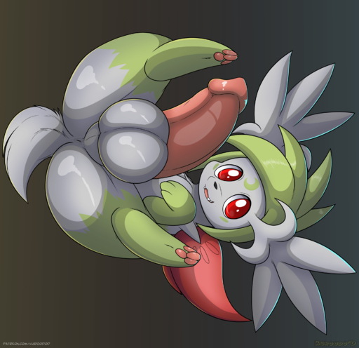 2018 absurd_res alternate_species anus balls big_balls big_butt big_penis butt erection fan_character feral fur generation_4_pokemon genitals green_body green_fur hi_res kuroodod kuroodod_(fursona) legendary_pokemon looking_at_viewer lying male on_back pawpads penis perineum pink_pawpads pink_penis pinup pokemon_(species) pose red_eyes shaymin simple_background sky_forme_shaymin solo spread_legs spreading teapot_(body_type) text thick_penis thick_thighs url video_games white_body white_fur // 3095x3000 // 2.7MB